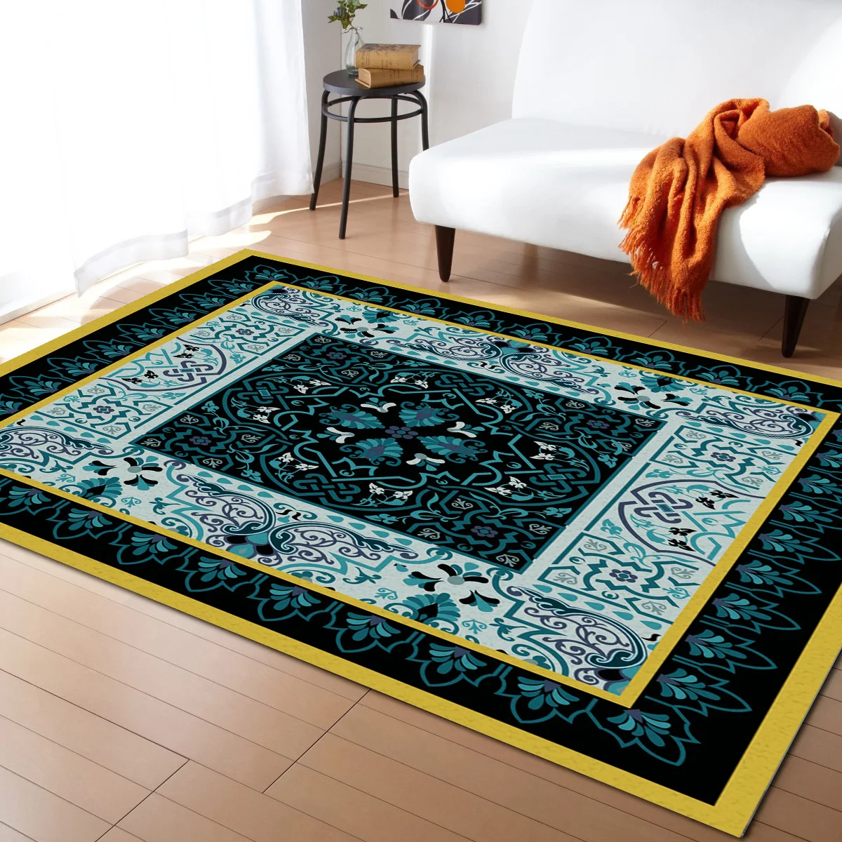 Turkish Pattern Ethnic Style Living Room Carpet Coffee Table Floor Mat Study Bedroom Bedside Home Decoration Large Rug Floor Mat