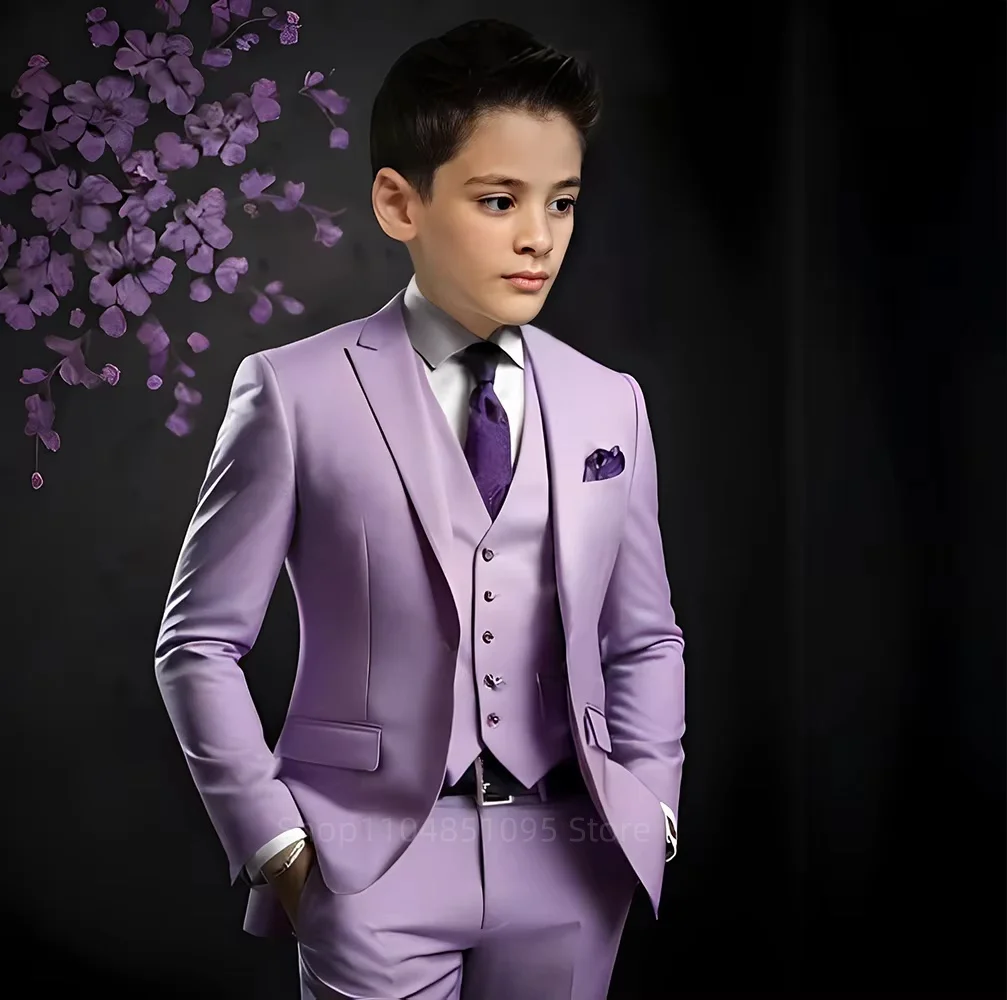Many Colors Boys Regular Fit Suit Set 3 Pieces Jacket Vest Pants Set Formal Outfit Handsome Comfortable Wedding Tuxedo For Kids