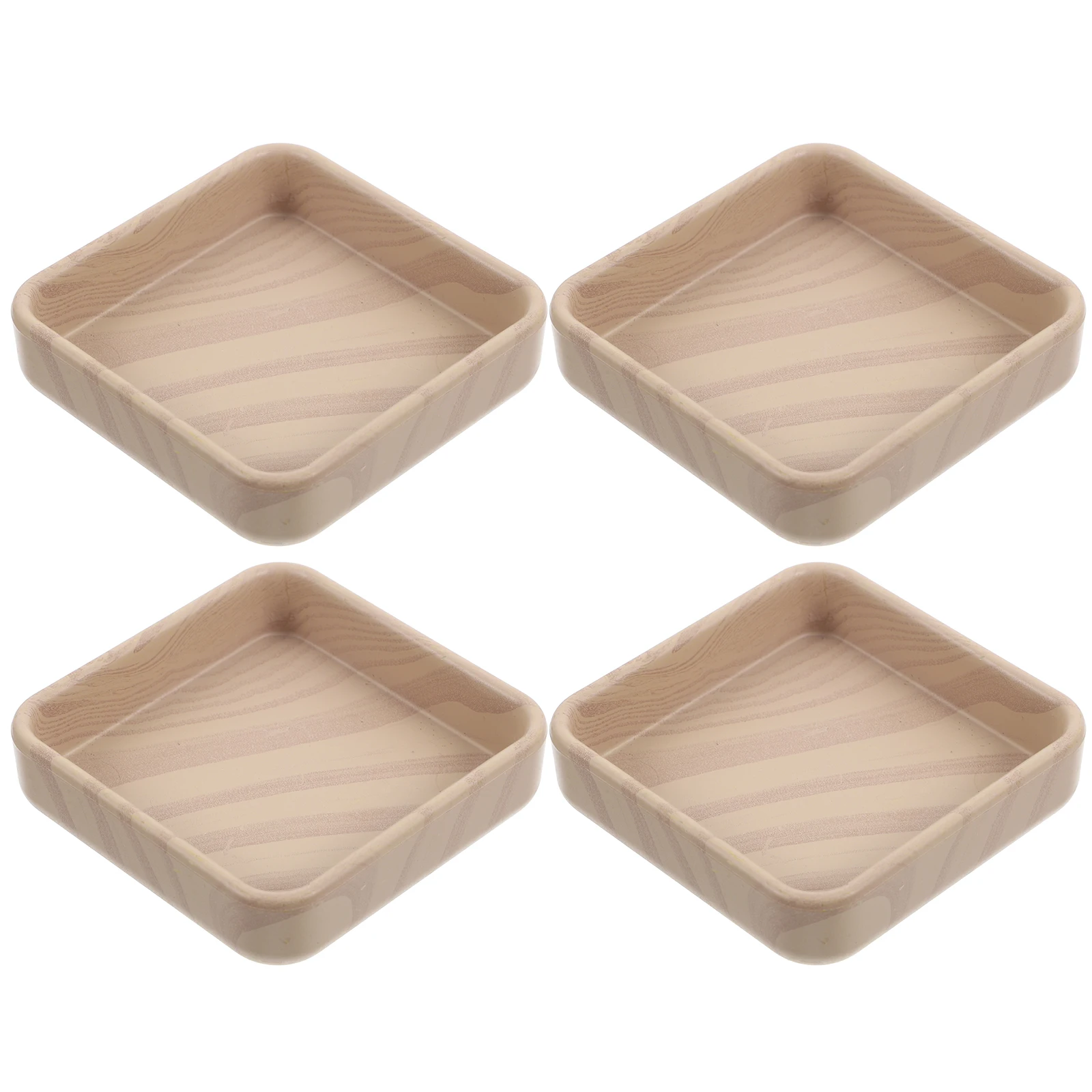 4pcs Wood Grain Furniture Leg Pads Plastic Floor Protectors Anti-Slip Chair Bed Frame Coasters Wheel Stoppers Home Decor