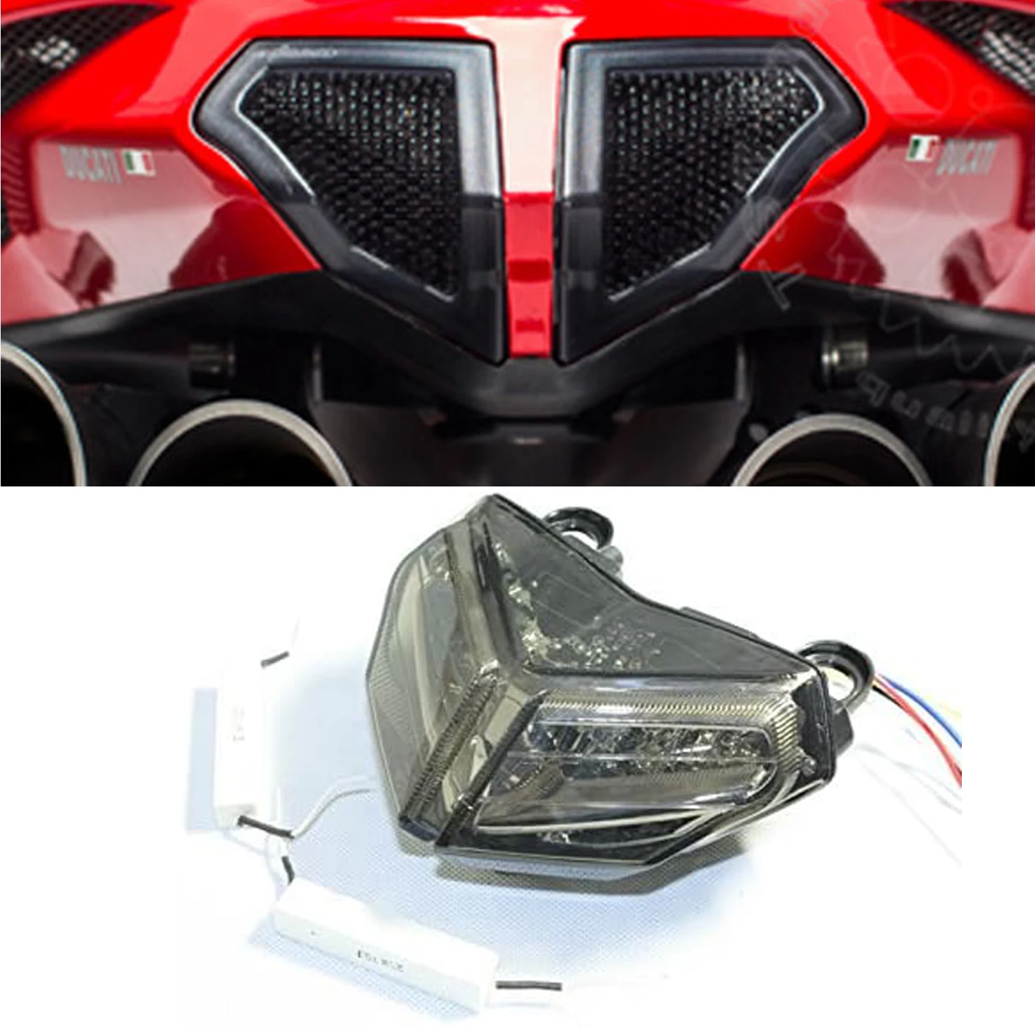 ل Ducati 848 2008-2014 ، 1098 2007-2013 ، 1198 2007-2013 دراجة نارية LED الضوء الخلفي دخان عدسة مصباح ليد خلفي بدوره
