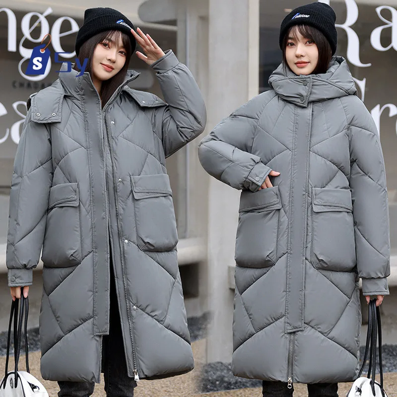 Sy New Winter Women Parka Hooded Jackets Thicken Warm Cotton-padded Puffer Coats Casual Long Parkas Clothes Loose Outerwear