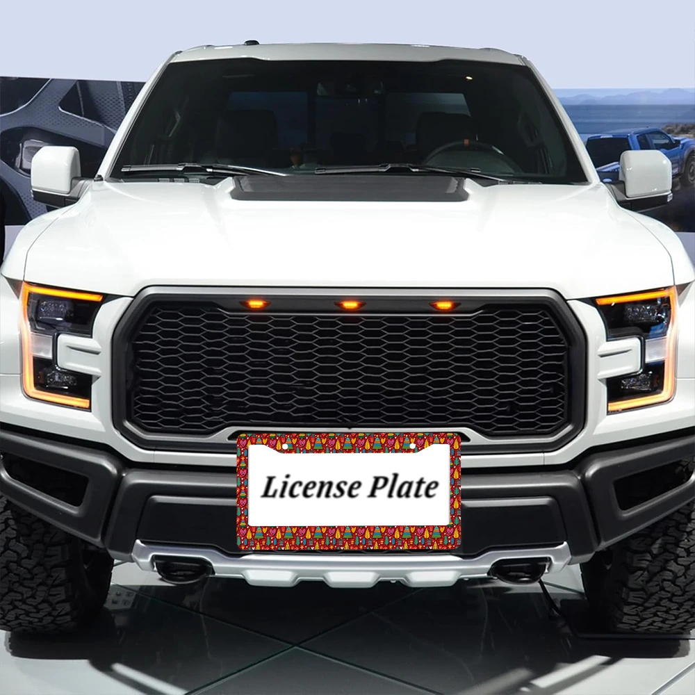 1 قطعة أشجار عيد الميلاد الحمراء الملونة قلوب نمط 2 حفرة إطار لوحة الرخصة مادة الألومنيوم 6x12 بوصة مع المسمار مجموعة متعة السيارة #4