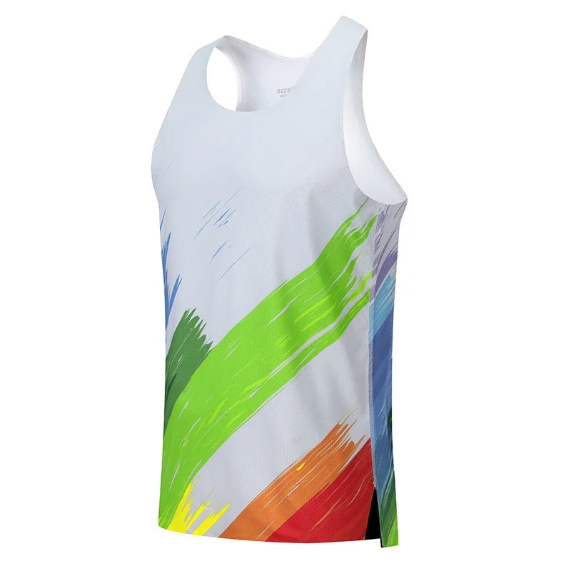 

3D Print Colorful Geometry Tank Tops For Men Stripe Gradient Pattern Tees Summer Casual Loose Street Sports Round Neck Tops Vest