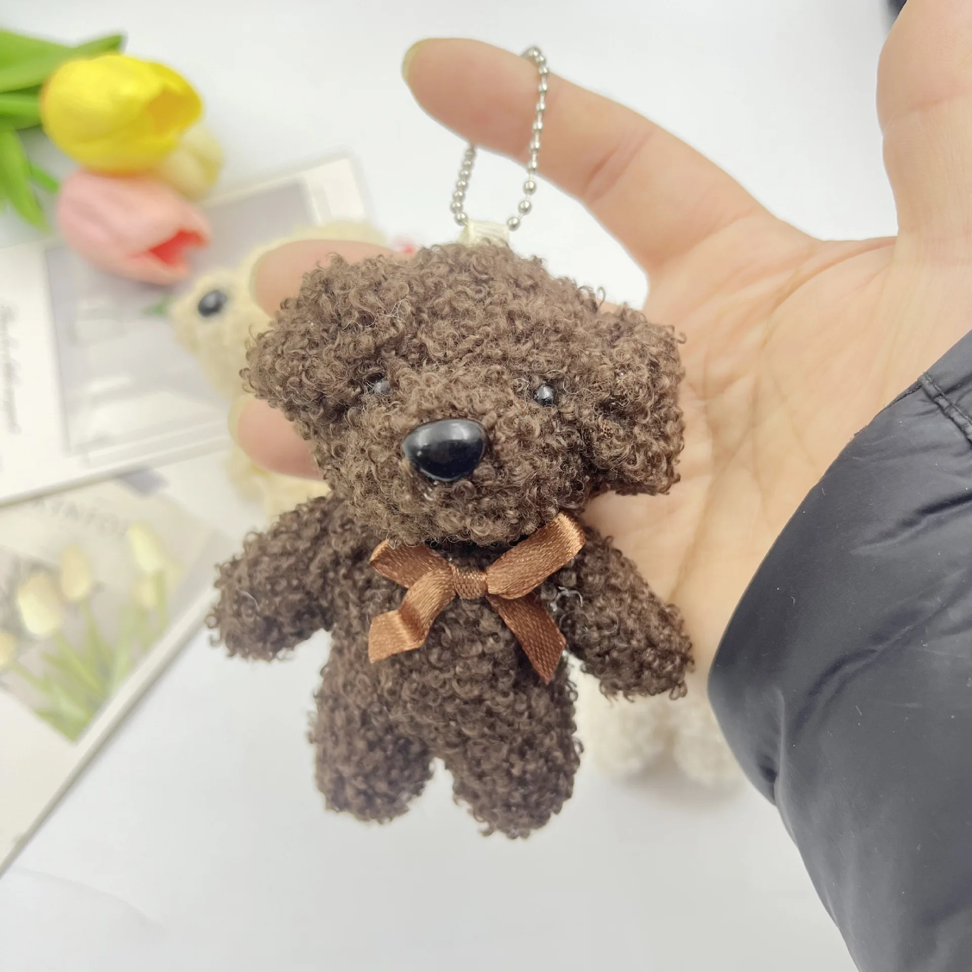 

1Pc 10cm Cute Mini Curly Teddy Bear Doll Toy PP Cotton Soft Stuffed Doll Keychain CarKey Decoration Party Wedding Small Gift