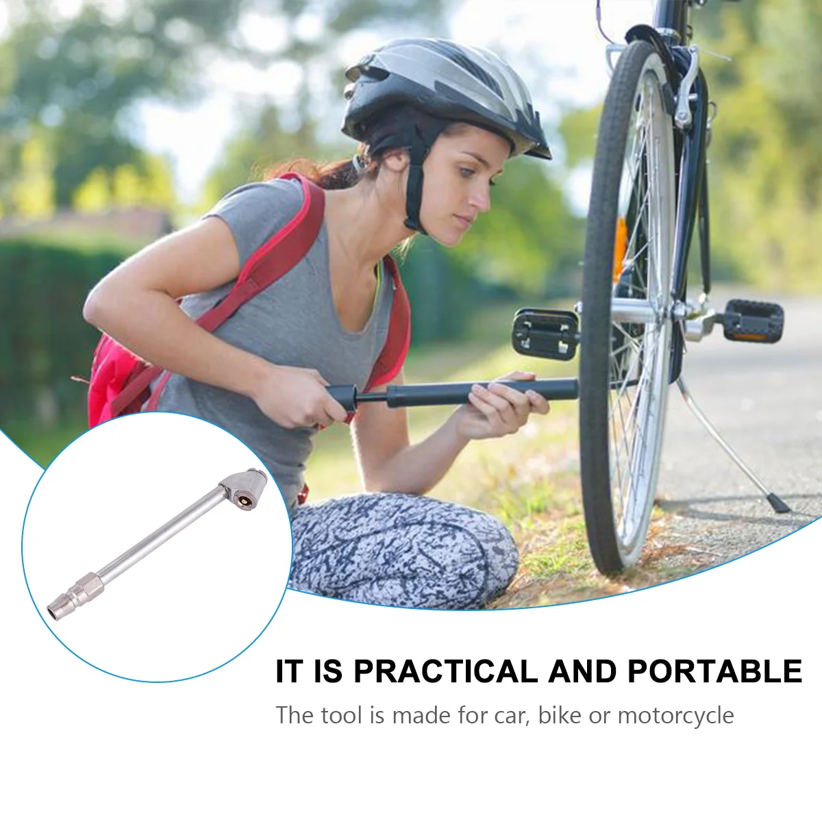 

Multifunctional Inflatable Nozzle Tire Extension Adapter Metal Car Tyre Accessories Durable Easy Fold Design Accurate Reading
