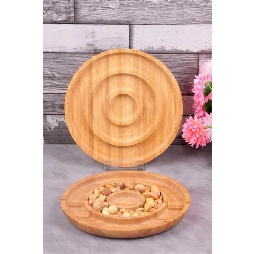 Mme Shop Placa de presentación de servicio de bambú de gran tamaño