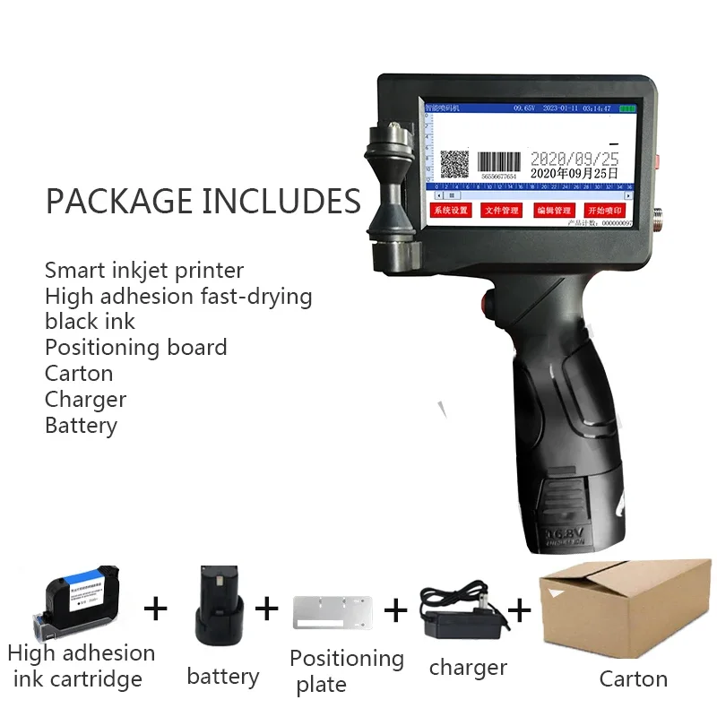 Handheld Smart Inkjet Printer Portable Automatic Date Printer Coding Machine Label Barcode QR Code Coding Device