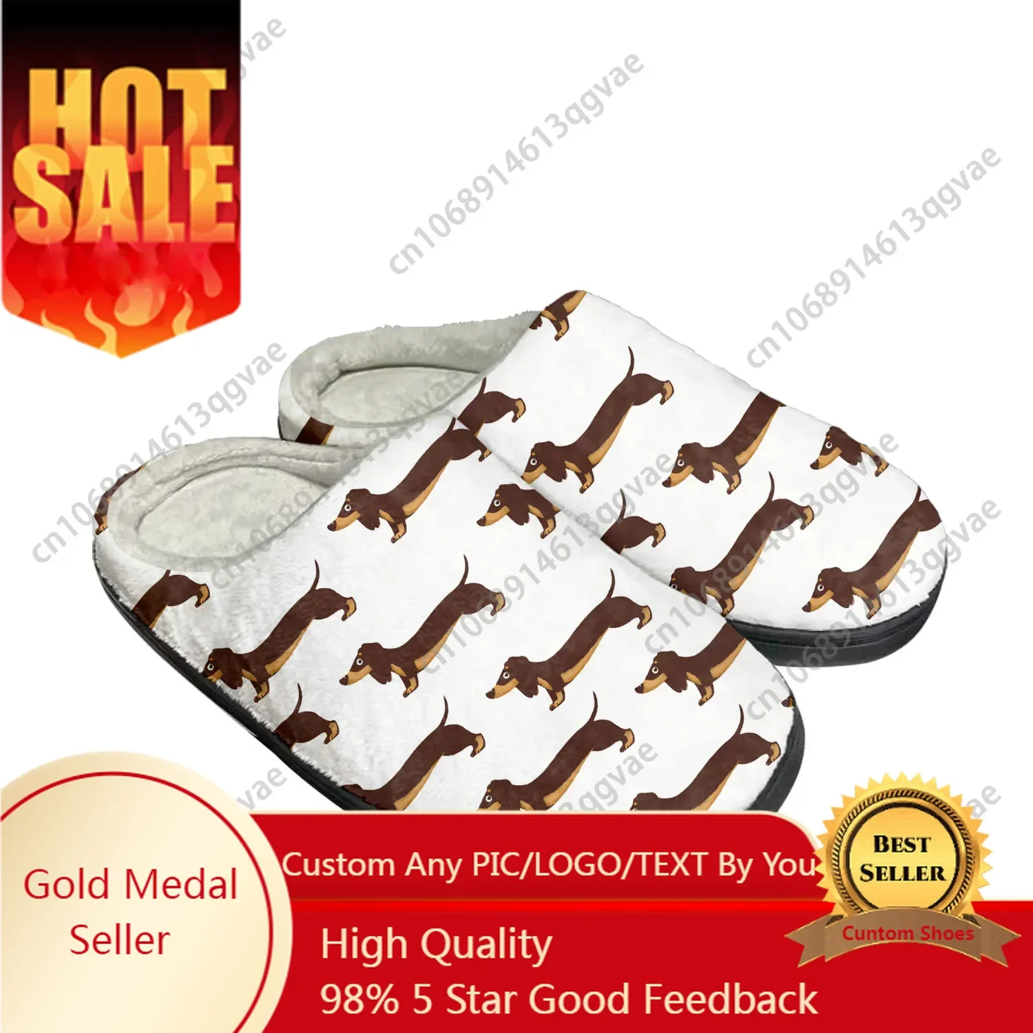 

Cute Dachshund Pet Dog Home Cotton Custom Slippers Mens Womens Sandals Plush Bedroom Casual Keep Warm Shoe Thermal Slipper Black