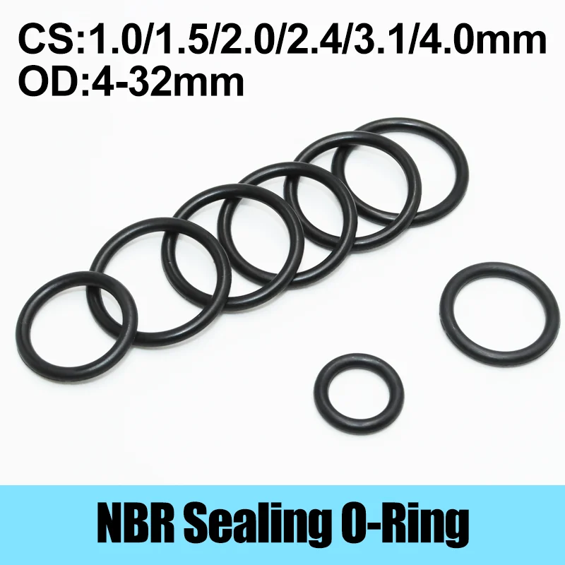 NBR O Ring Seal Gasket Thickness CS 1 2 3 4mm Nitrile Butadiene Rubber Spacer Oil Resistance Washer Round Ring Sealing Plumbing