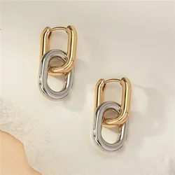 XINYI Stainless Steel Square Earrings Gold Color Geometric Square Hoop Earrings for Women Huggie Punk Hip-Hop Metal Round Circle