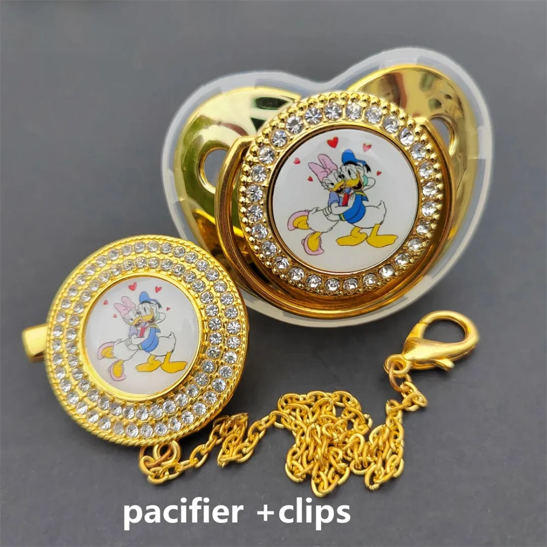 [Donald Duck]Bling Chupetero silona Para Bebe Safe sleep pacifier toy Luxury pacifier Pacifier clip baby teething products 0-18M