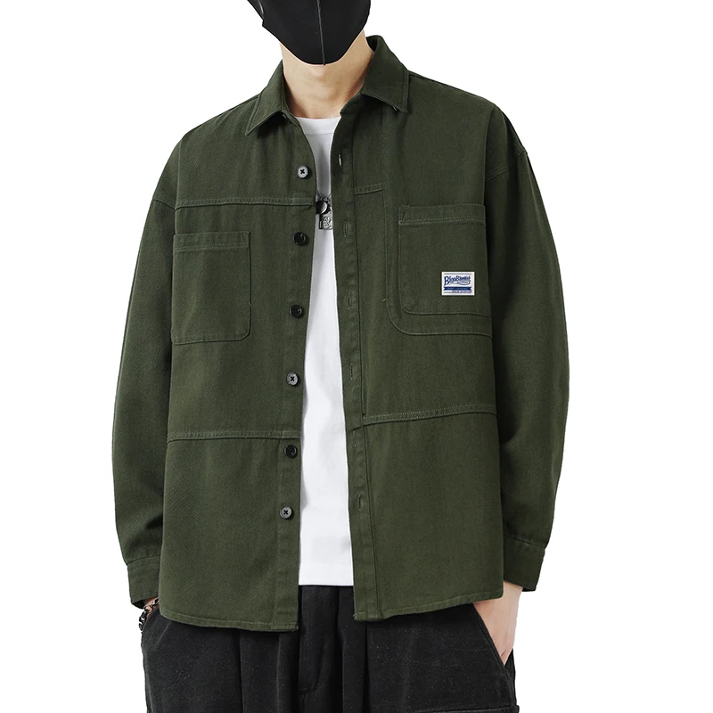 Spring Men's Jacket Solid Color Breathable Outdoor Bicycle Multi Pocket Tactical Windproof Coat Minimalist Men's Long sleeved