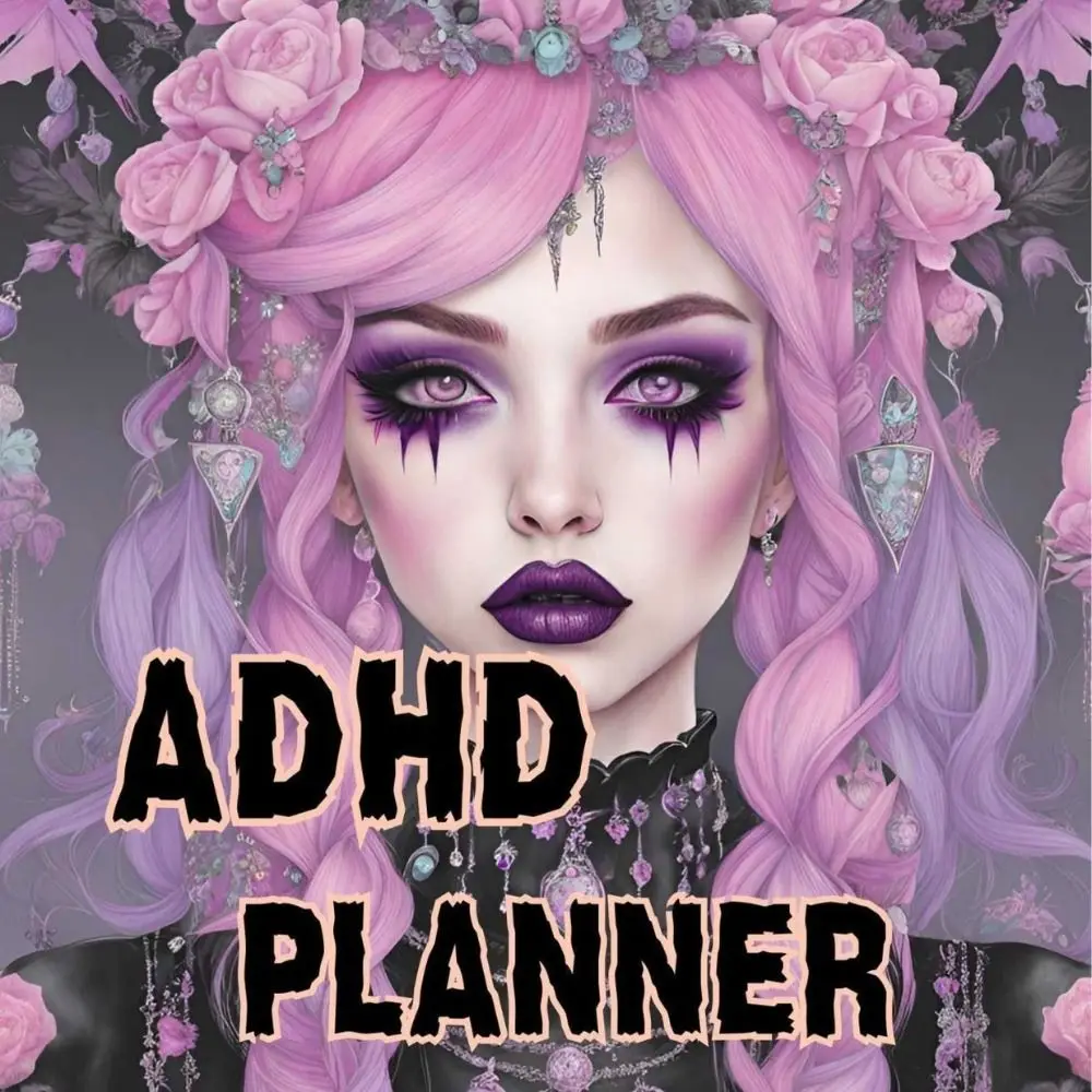 Pastel Pastel Goth ADHD Planner Goth Anime-Inspired ADHD Planner Canva-Friendly Productivity 43-Page Editable Organizer for Edit