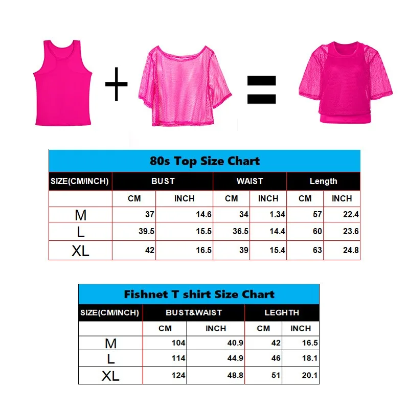 12-piece Set of 80s Women's Dance Fishnet T-shirt Vest Leggings Set Accessories