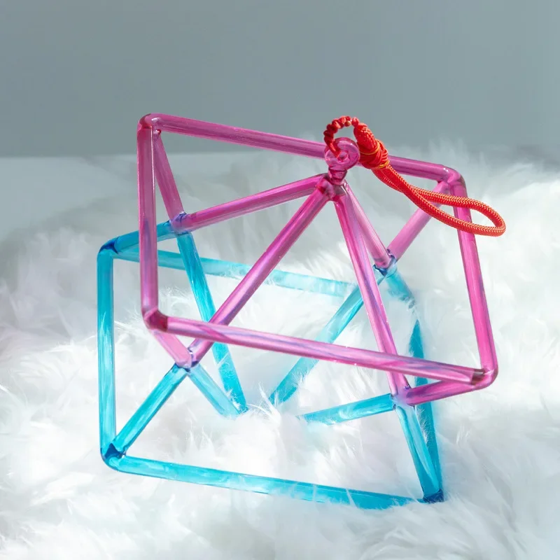 Pink and blue double spell, crystal pyramid quartz yoga accessories decoration
