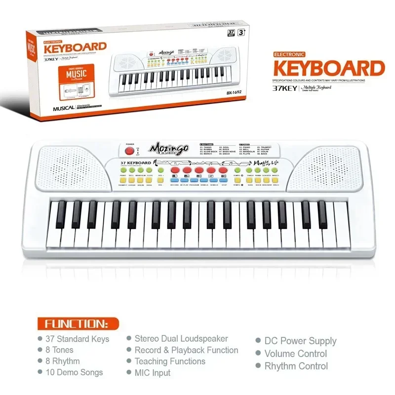 

37 Keys Digital USB Electronic Organ Multifunction Keyboard Piano Music Instrument Electronic Keyboard with Microphone Kids Gift