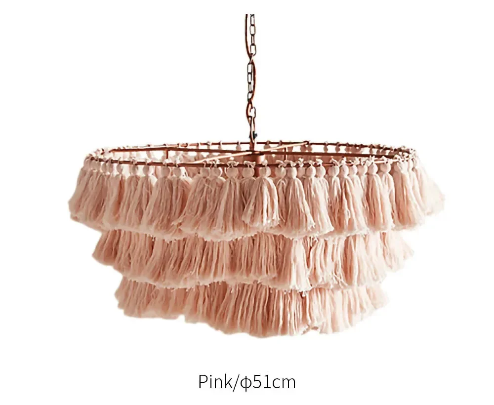 Modern designer decorative chandelier Cotton tassel Bohemian style chandeliers chain Pendent E27/LED living room art lighting