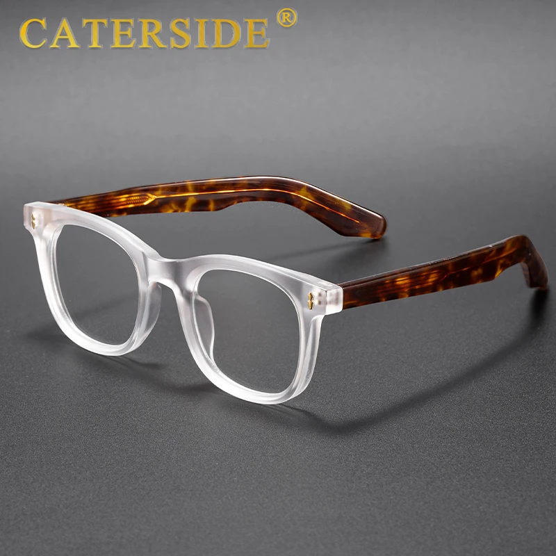 CATERSIDE Mode Männer Runde Brillen Marke Design Hochwertige Tr-90 Rahmen Acetat Kern Einsatz Bein Frauen Anti Blaues Licht Gläser – Detail 1
