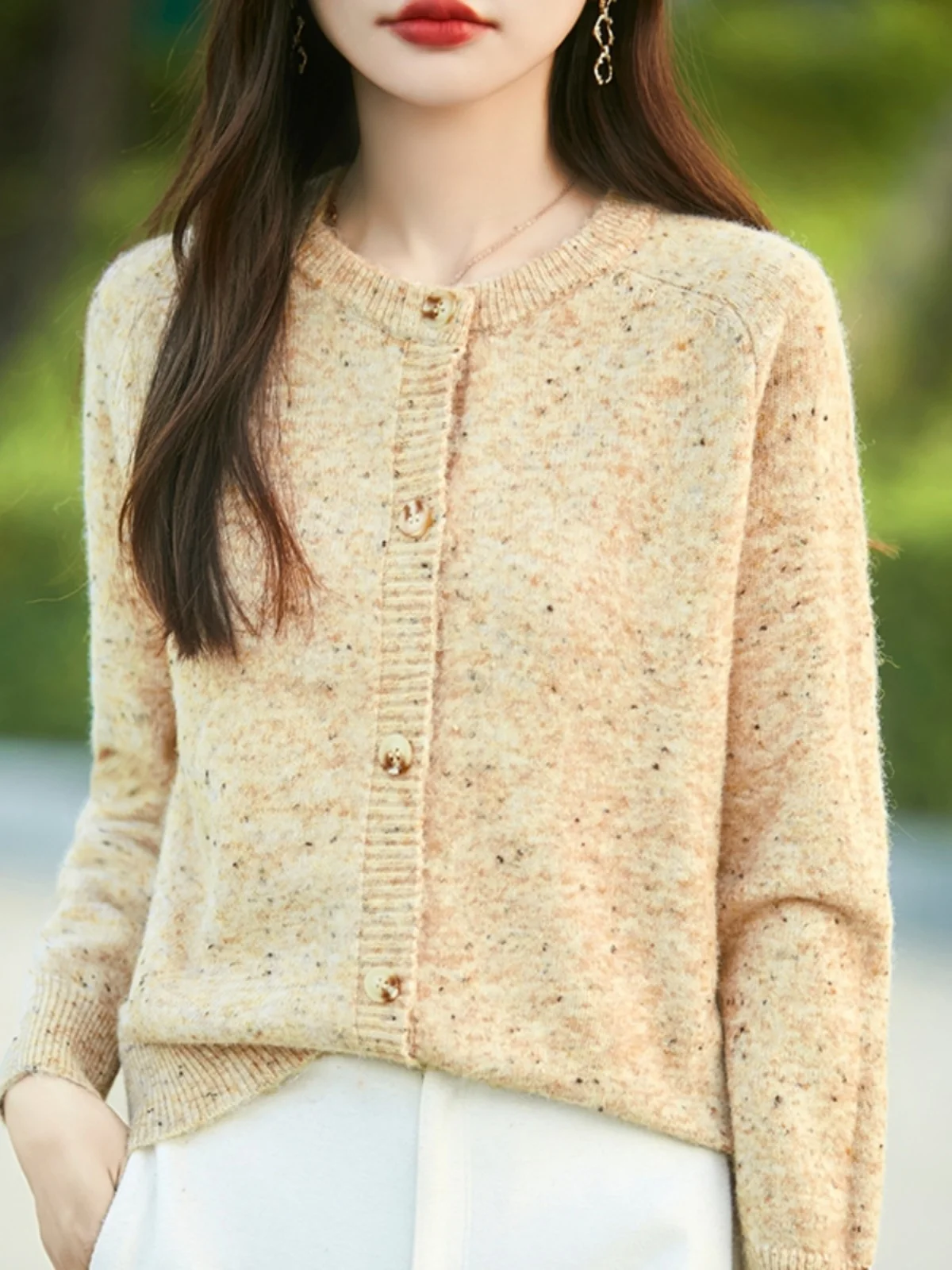 

Осенне-зимний вязаный кардиган с круглым вырезом, длинными рукавами, свободного кроя, модный, универсальный, цветной трикотаж в корейском стиле