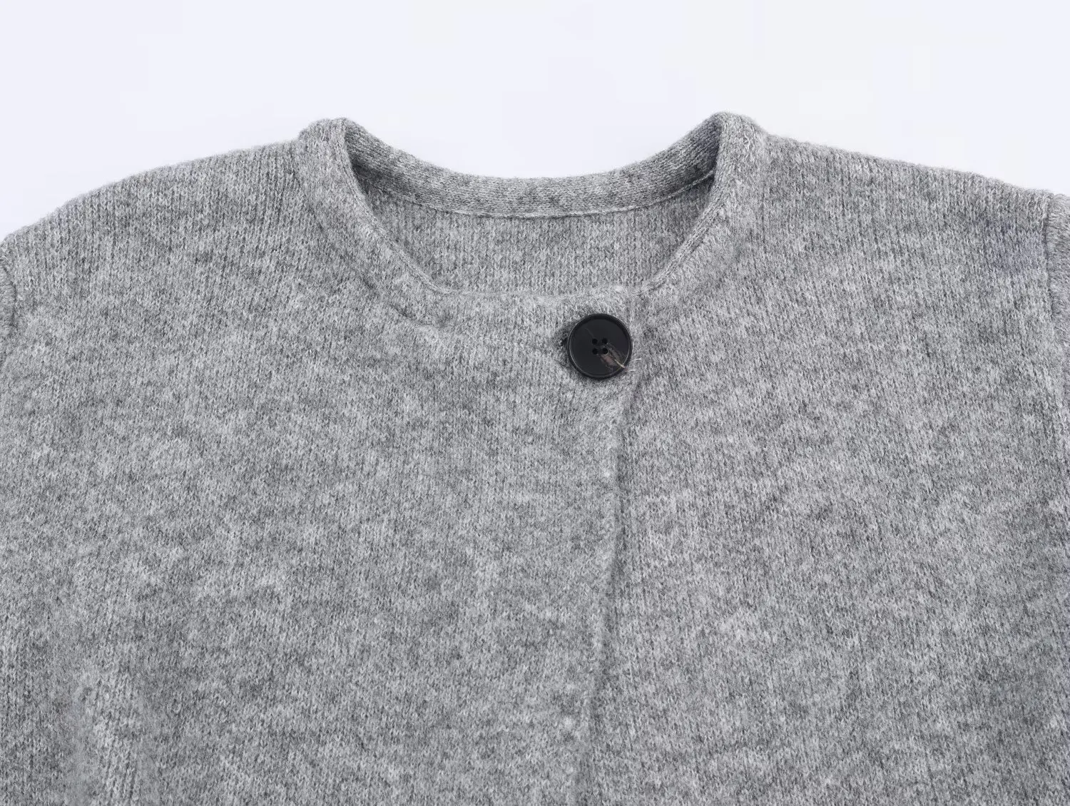 KONDALA خريف عادية الدانتيل متابعة محبوك معطف المرأة رمادي س الرقبة سترة معطف 2025 ربيع الخريف موضة أنيقة بسيطة معطف السيدات #5