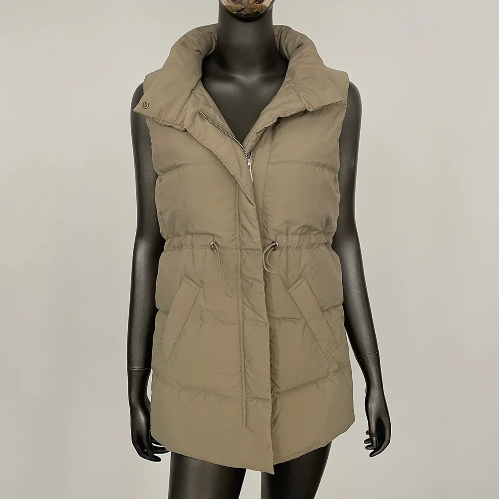 

Осень-зима 2024, теплый пуховик, женская куртка средней длины, легкий пуховик на белом утином пуху, жилет на талии, жилет