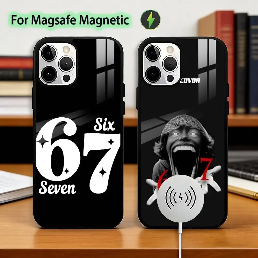 

Six S-Seven 67 Phone Case For iPhone17,16,15,14,13,12,11 Plus,Pro Magnetic For Magsafe Wireless Charging