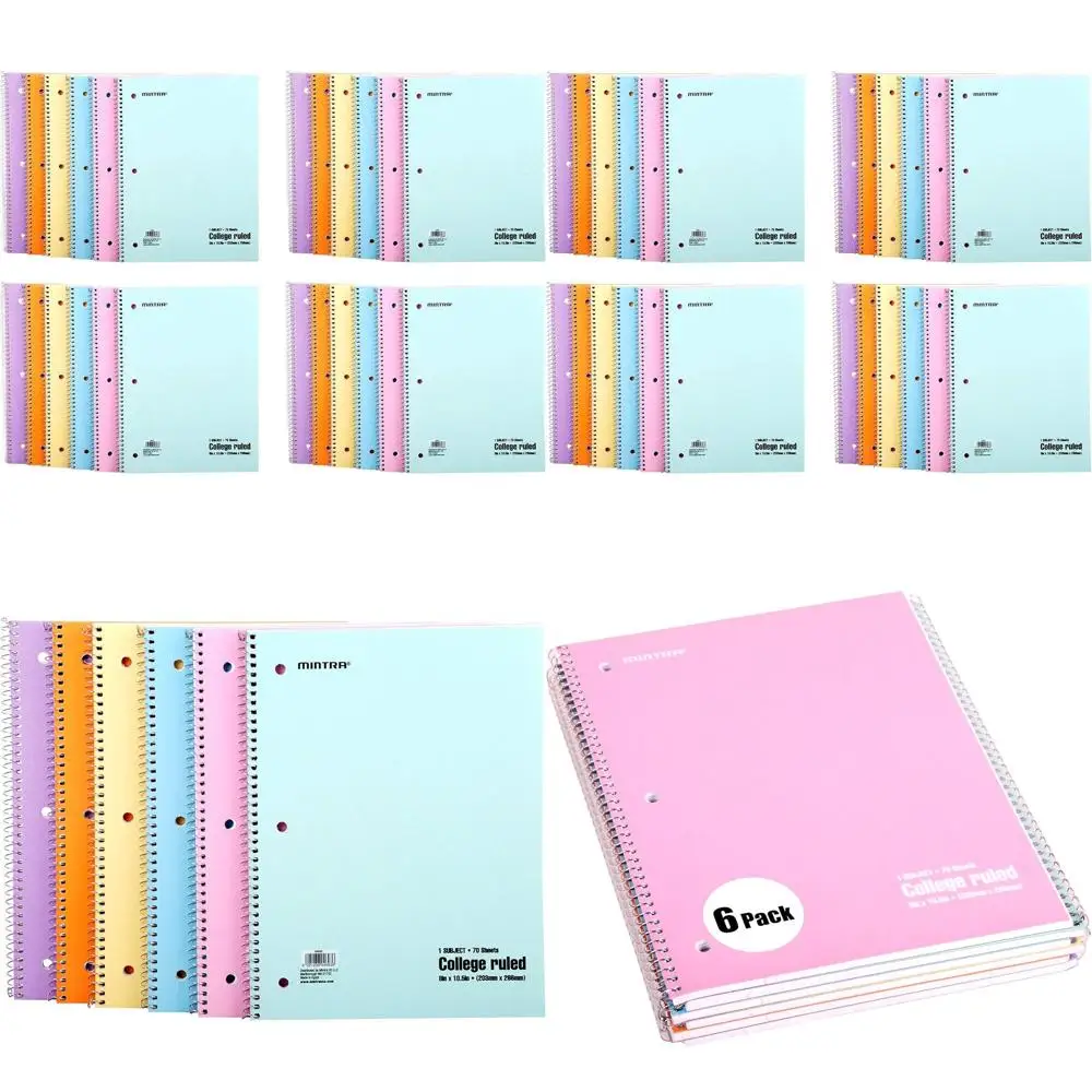 

Блокноты на спирали в линейку Pastel College, 24 упаковки (4-6 штук в каждой упаковке)