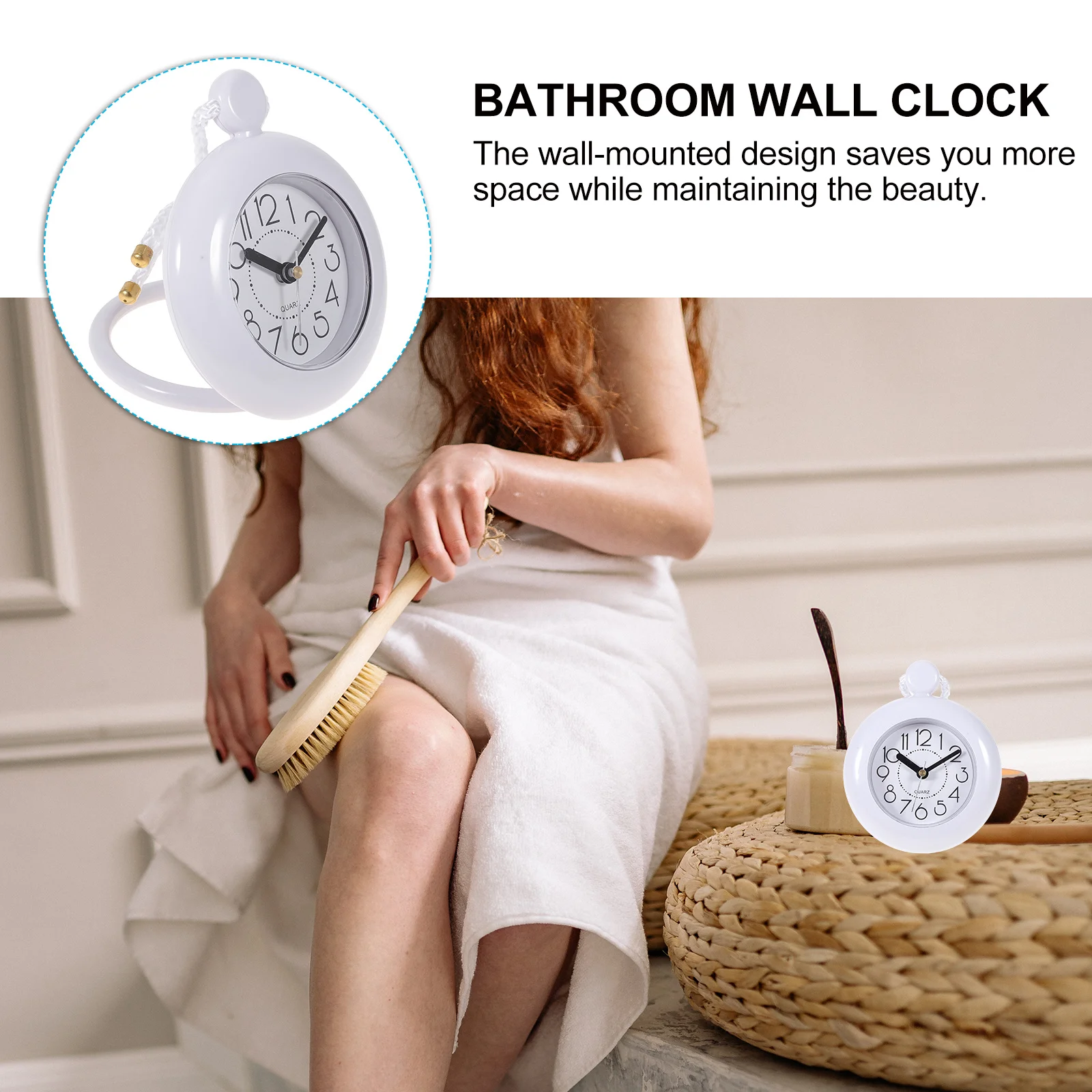 

Waterproof Bathroom Wall Clock Silent Operation Hanging Clock for Bathroom Decoration Modern Simple Style Timepiece