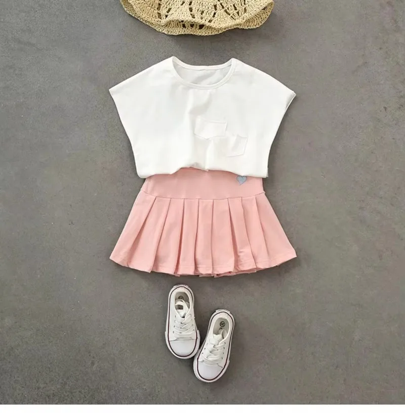 2024 New Summer Children\'s Skirt Cute Girl Skirt Korean Style Solid Pleated Skirt for Girls Sweet Fashionable Girl Casual Skirts