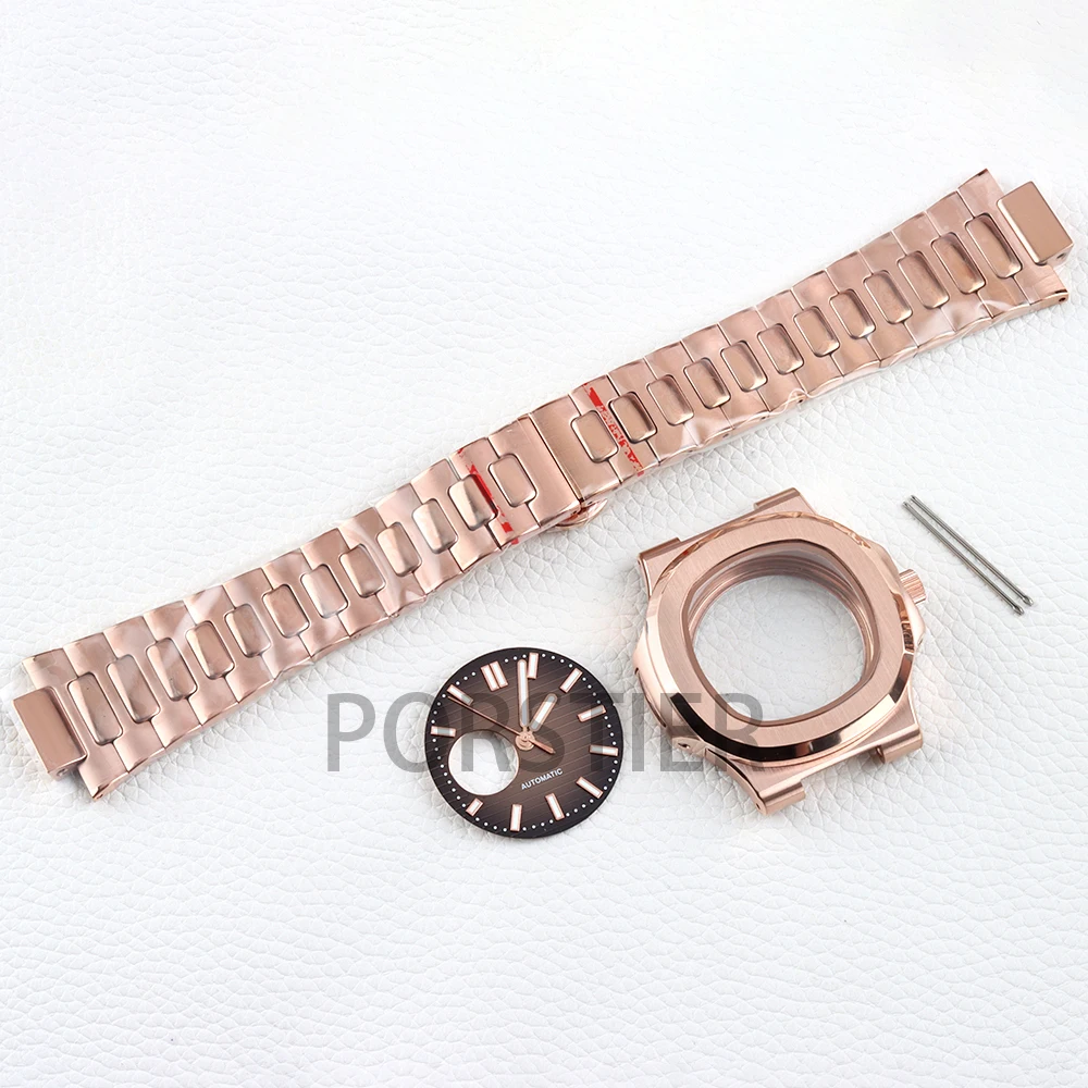 

for NH38 Nautilus Case NH35 29.8mm Dial and hands Green Luminous Stainless steel PVD Rose Gold/Black fit NH35 NH36 NH38 movement
