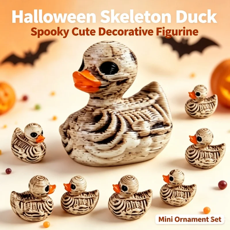 3D printed skeleton mini duck DIY decoration toy atmosphere cute granule handmade Halloween ornament