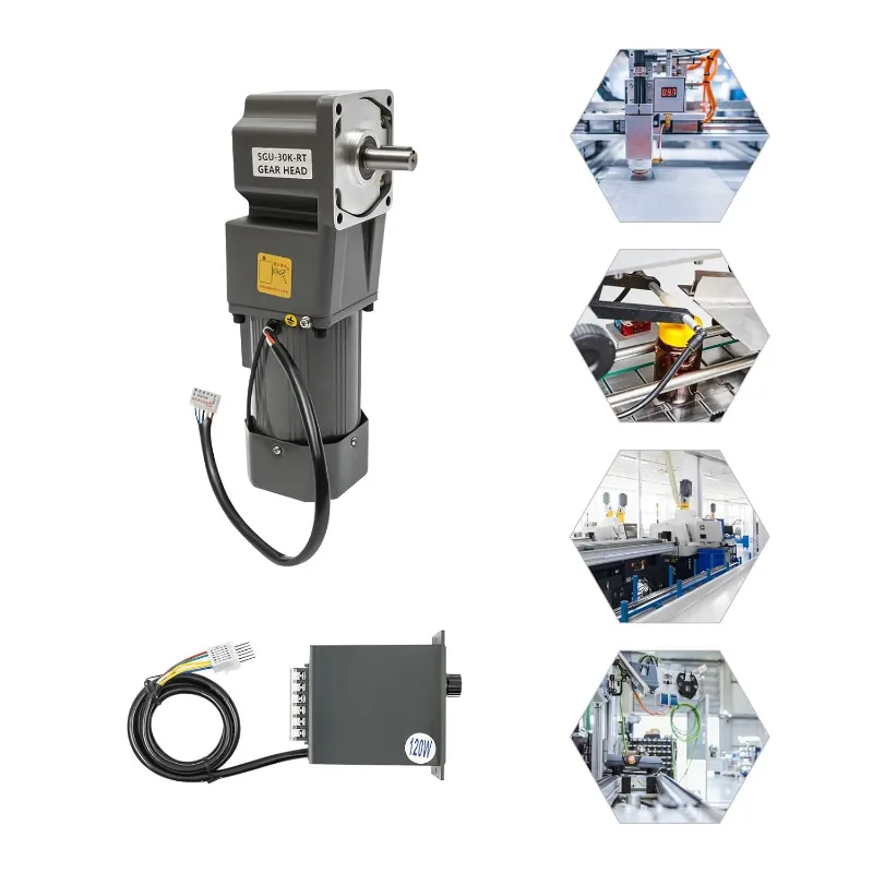 AC110V/220V 120W 90°Right Angle Electric Gear Motor High Torque Motor with Variable Speed Controller Governor Gear Reducermotor