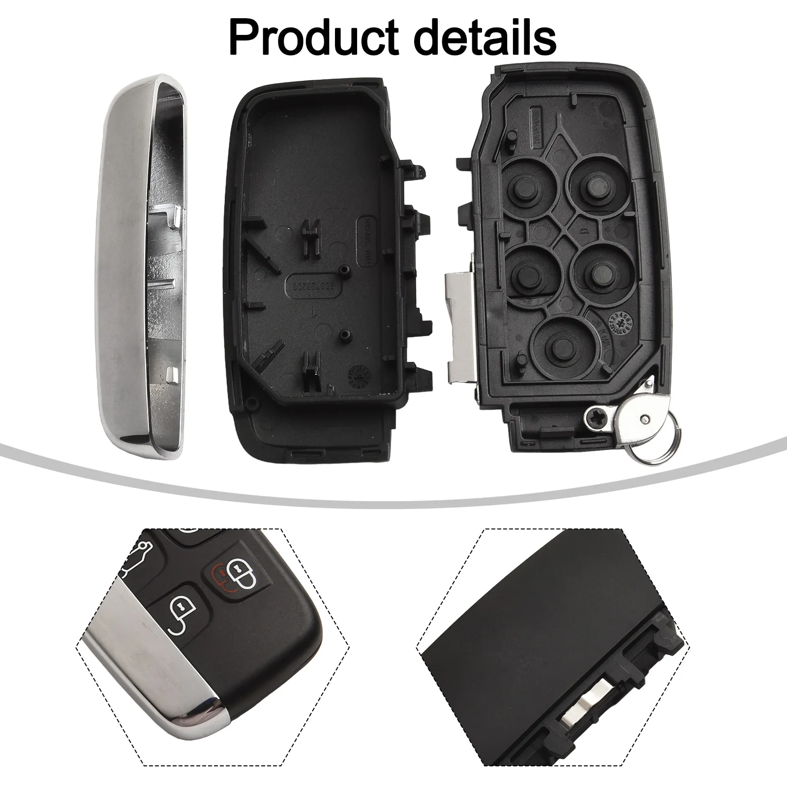 5 Button Remote Key Shell Replacement for Land Rover LR4 For Range Rover For Range Rover Sport Evoque ABS and Metal Construction