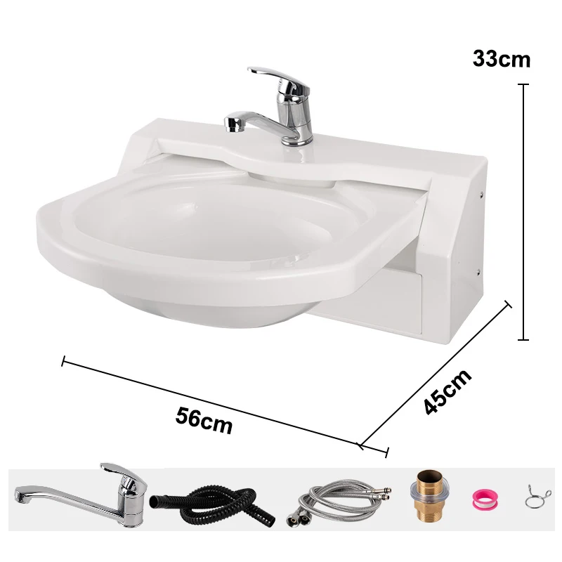 RV Acrylic Folding Sink with Faucet Wash Basin Durable Bathroom For Boat Caravan Motorhome Camper