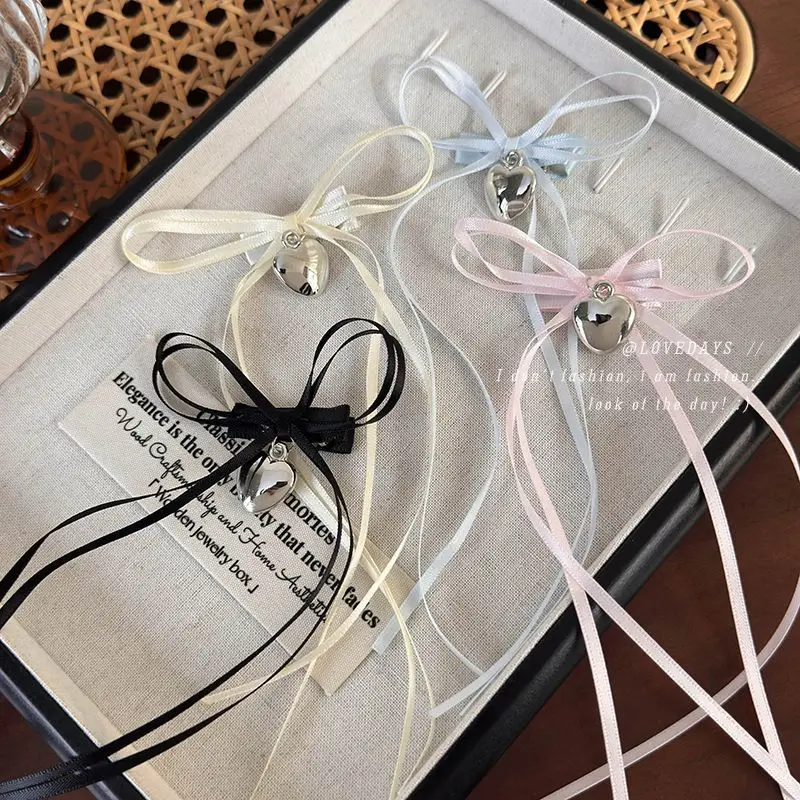 

Hair Clip Cute Thin Ribbon Bow Heart Sweet Duck Bill Side Bang Clip for Women Premium Lightweight Daily Use Hair Accessories