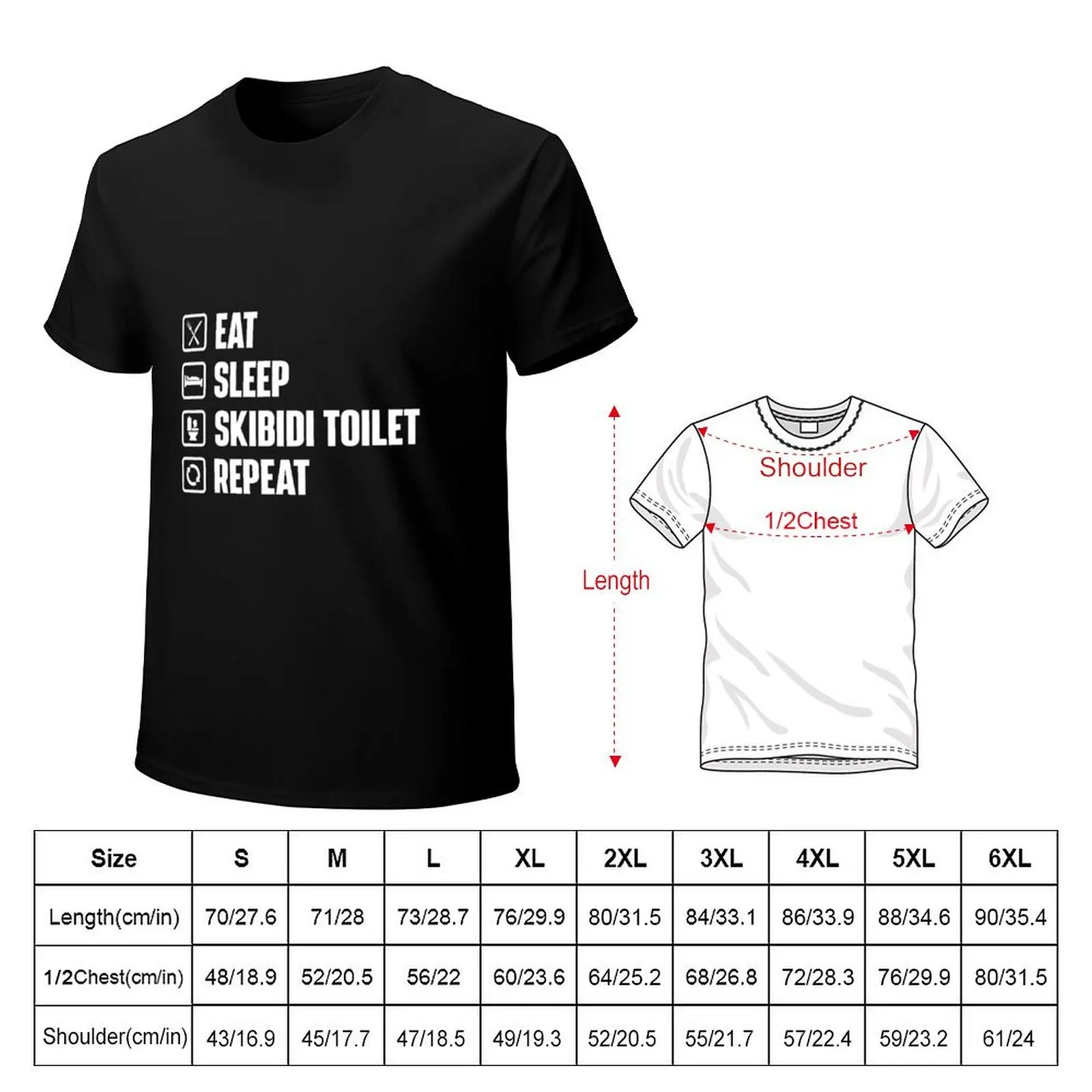 Eat Sleep skibidi toilet REPEAT-skibidi toilet Meme เสื้อยืดแขนสั้นผู้ชายผ้าขาวสำหรับผู้ชาย