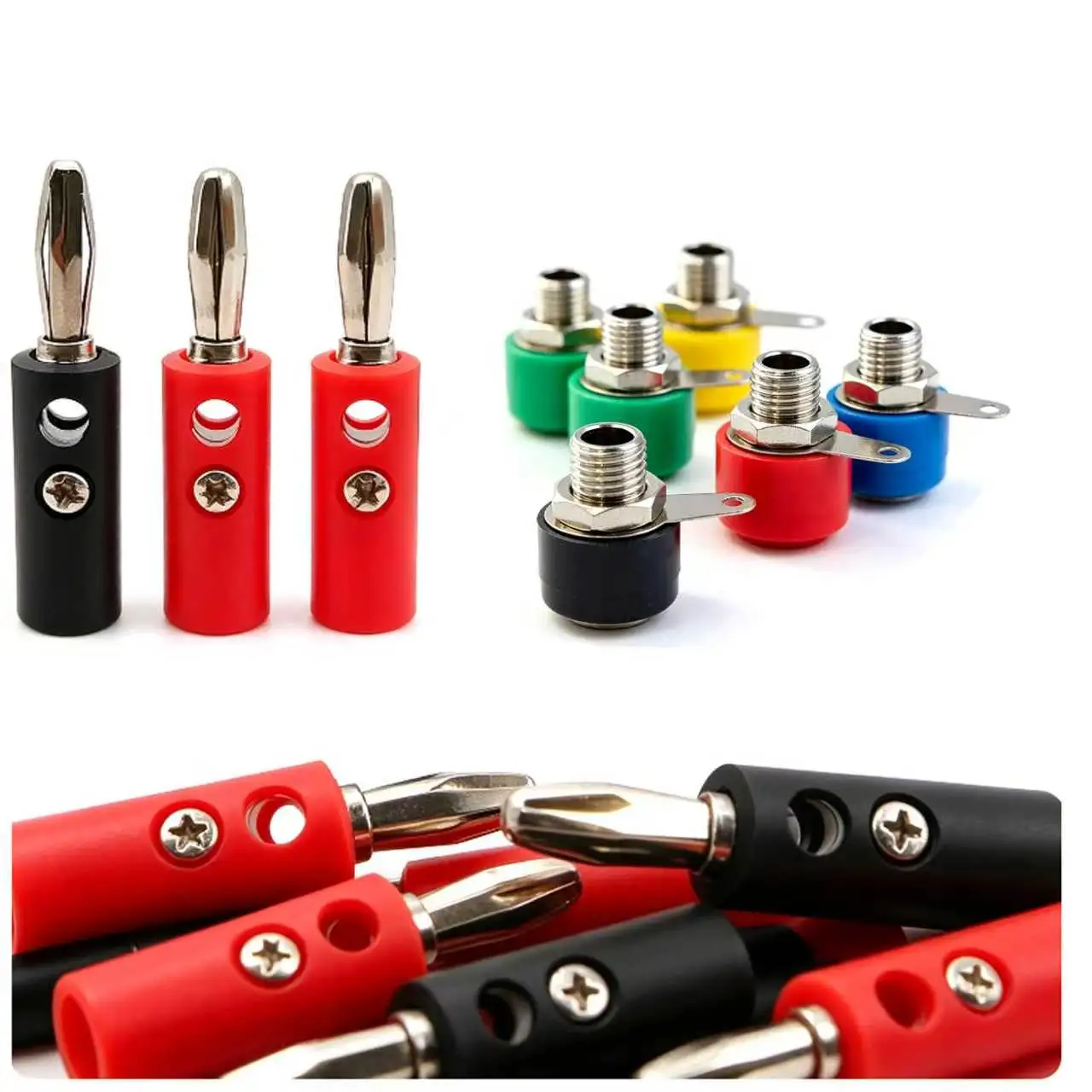 10pcs 4mm Banana Plug Male and Female Banana Jack Panel Mount Banana Socket Terminal Connector Adapter