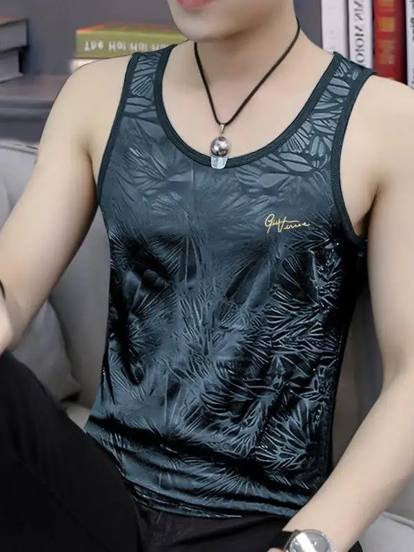 

Ice Silk Vest Men's Summer New Sport Fitness Breathable Shoulder Running Hurdle Sleeveless T-shirt Trendy round Neck Sweat Vest