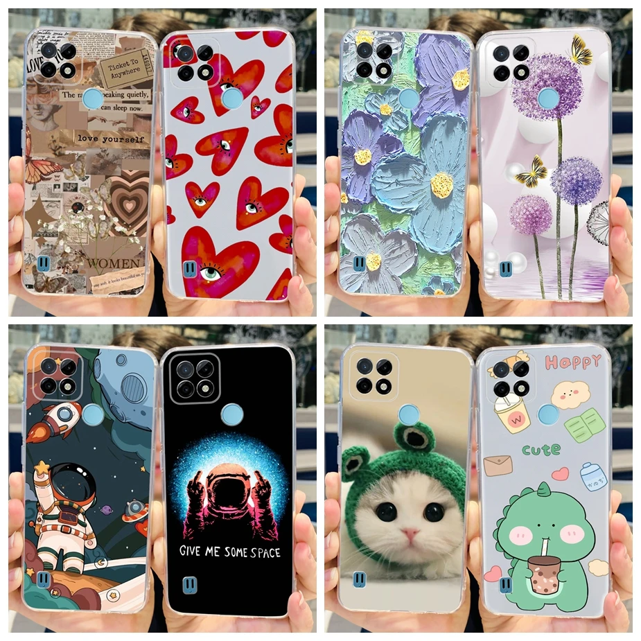 For Realme C21Y Case Realme C25Y Stylish Painted Cover Clear Silicone Soft TPU Phone Case For Realme C21Y C25Y RealmeC21Y Bumper