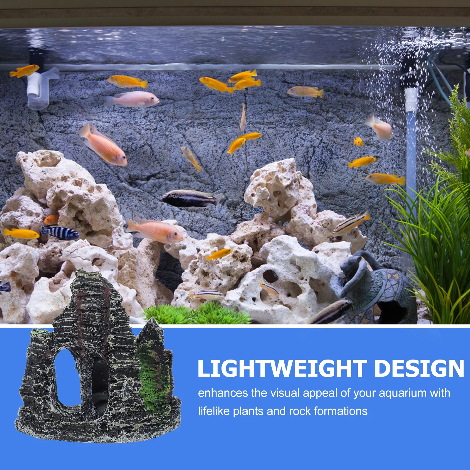 

13pcs Aquarium Decor Set Water Tank Landscaping Realistic Artificial Plants Rocks Resin Fish Hideouts Goldfish Betta