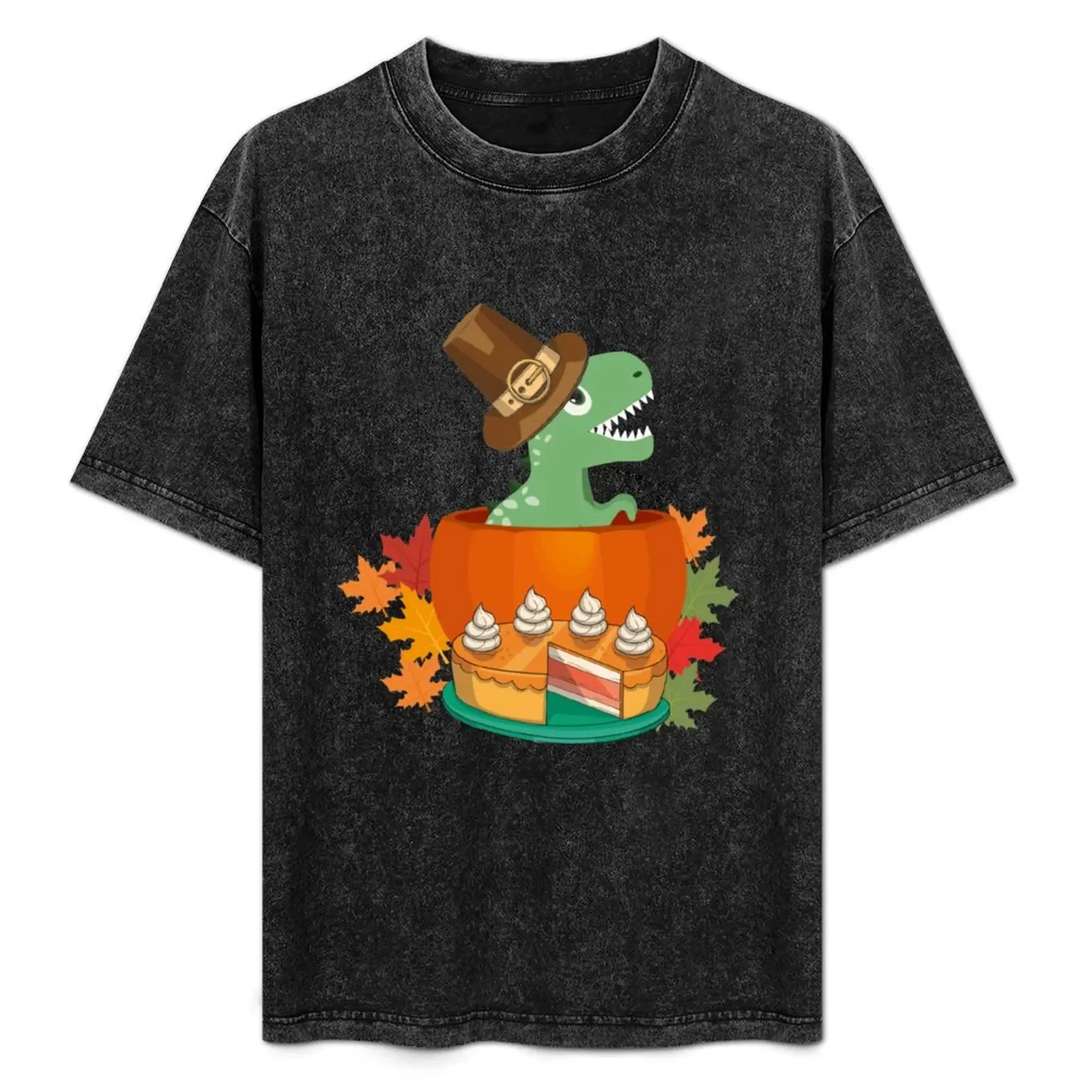 

Pilgrim Trex Dinosaur Pumpkin Pie T-Shirt street wear aesthetic clothes anime figures sports fans plus size men clothing