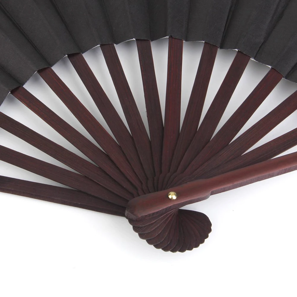 

Portable Bamboo Silk Fan 33cm 60cm Black Blank Design for Men Boys Decor Gift Wedding Folding Fans