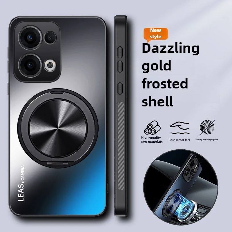 

Case For OPPO Reno 13 13F 12F 12FS Luxury AG Matte Magnetic Back Cover For Reno13 F 360° Rotating Bracket Shockproof Bumper