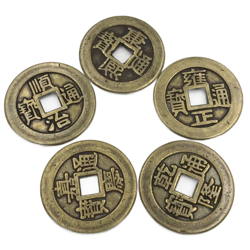 Antique Brass Thickened Copper Coin 2.8cm Five Emperors Copper Coin Coin Door Threshold Crafts Pendant