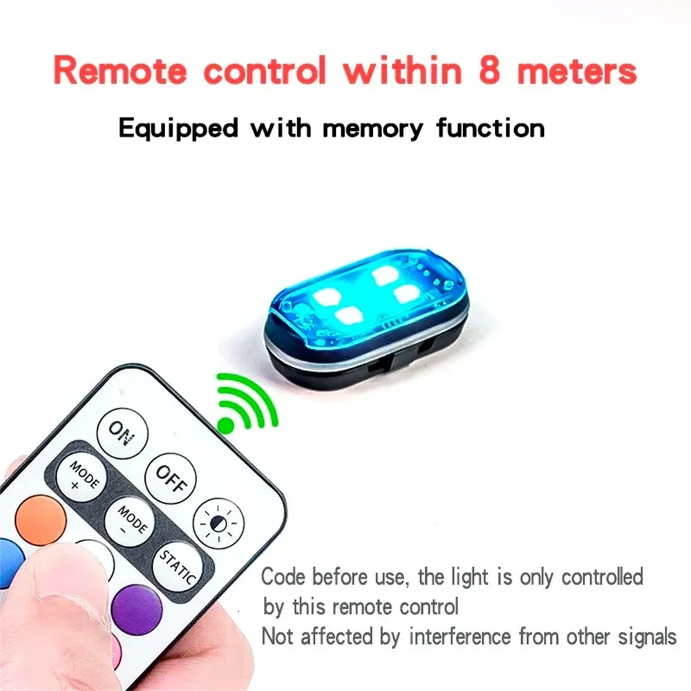 Wireless Remote Control LED Strobe Light for Car Motorcycle Bike Drone Scooter Anti-collision Warning Lamp Flash Indicator Lamp