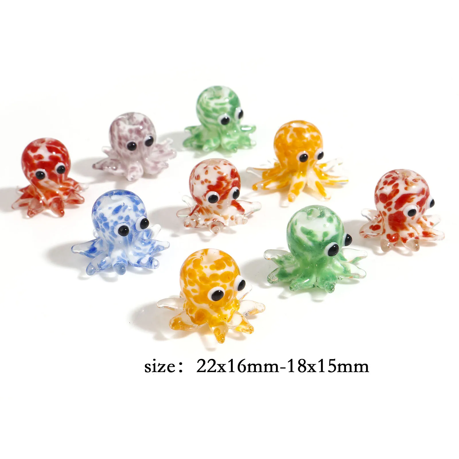 2pcs Cute Cartoon Ocean Octopus Lampwork Glass Beads Multicolor Dot Loose Spacer Beads For Women DIY Making Necklace Jewelry