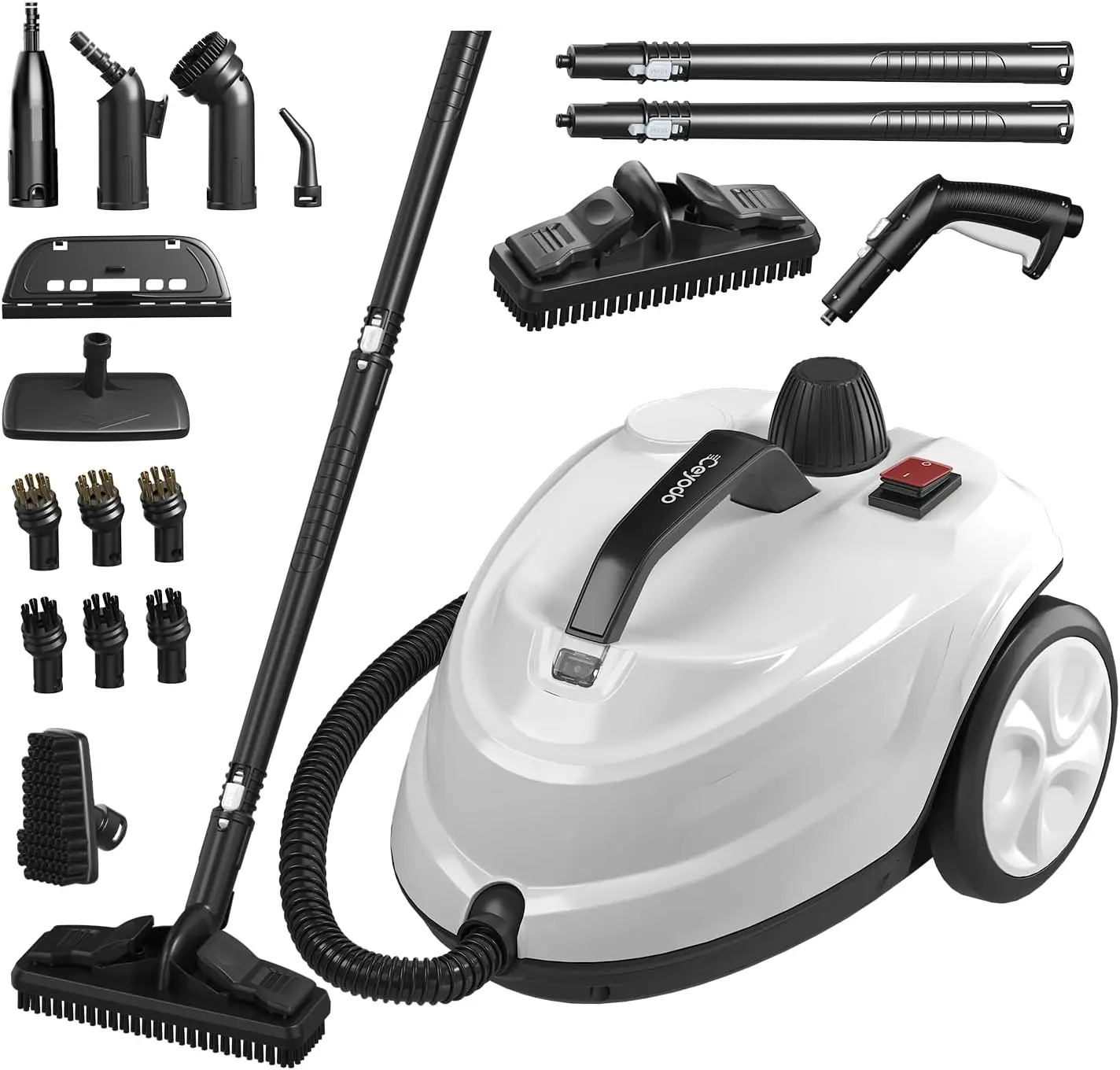 

Steam Cleaner, Powerful Heavy Duty Canister Steamer with 34 Accessories, Steam Mop with 16.4 Ft Extra-Long Power Cord for