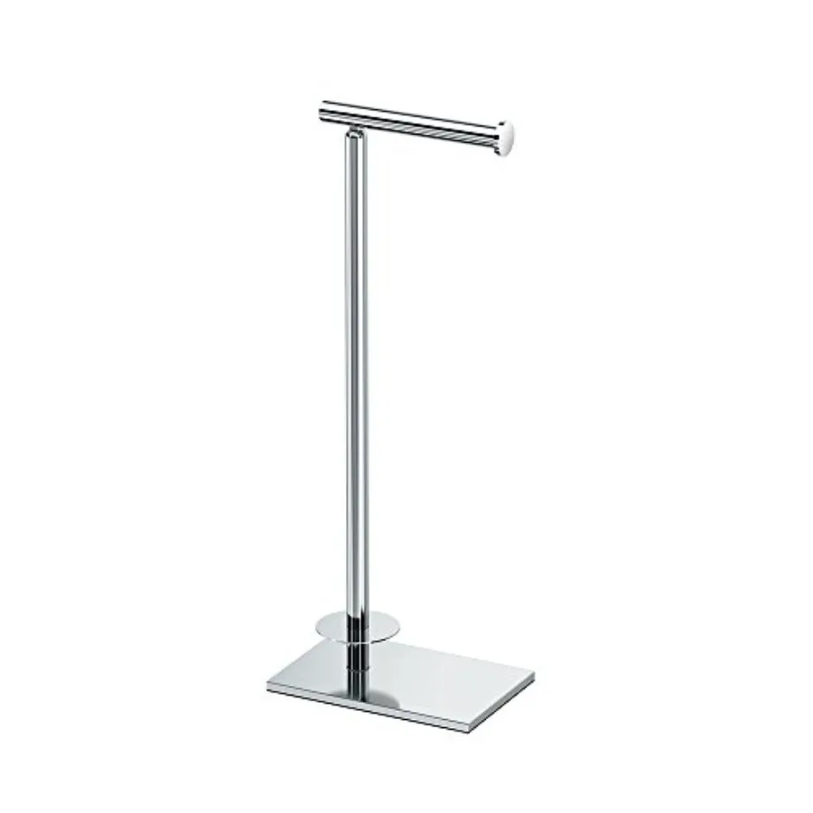

Modern Square Base Toilet Paper Holder Stand with Storage Chrome 21.13H