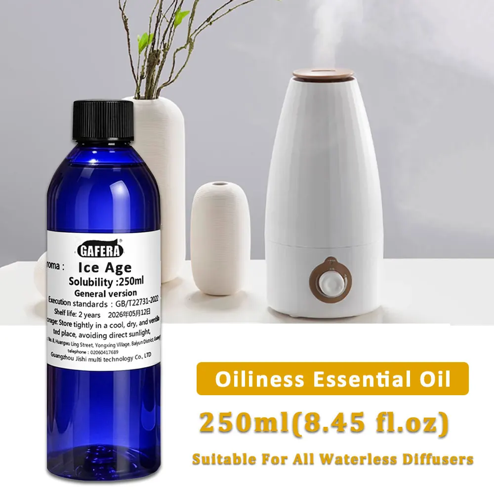 GAFERA 250ml (8.45 fl.oz) Ice Age Flameless Fragrance Essential Oils - For Waterless Machine, Reed Diffuser Replenishes Essence