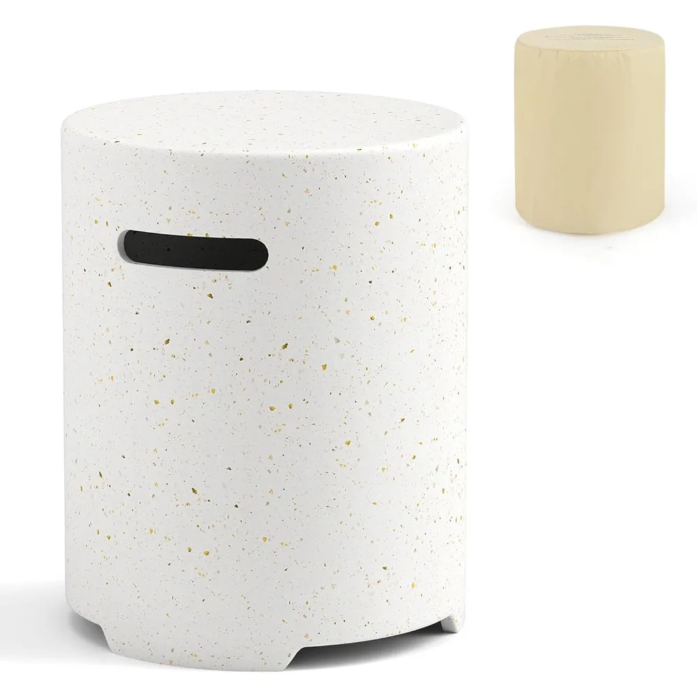 

Tangkula Propane Tank Cover Table, 20 LB Propane Tank Storage Box, φ16 x 20.5 Inch Terrazzo Tank Hideaway Table with Side Handle
